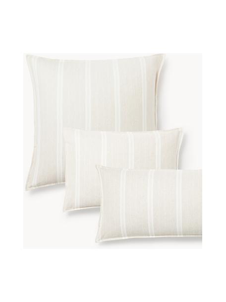 Gestreifter Flanell-Kopfkissenbezug Belinda, Webart: Flanell, Hellbeige, Off White, B 80 x L 80 cm