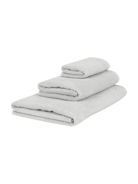 Lot de serviettes de bain unicolore Comfort, 3 élém., Gris clair, Lot de différentes tailles