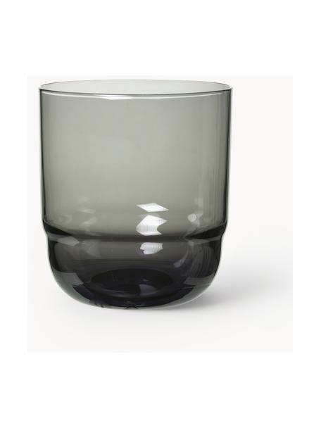 Mundgeblasene Wassergläser Nordic Bistro, 4 Stück, Glas, mundgeblasen, Dunkelgrau, transparent, Ø 8 x H 9 cm, 200 ml