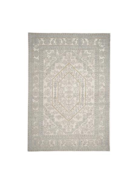 Tappeto in ciniglia tessuto a mano Magalie, 95% cotone ciniglia, 5% poliestere

Il materiale utilizzato in questo prodotto è testato per le sostanze nocive e certificato secondo lo STANDARD 100 by OEKO-TEX® 17.HIN.14404 HOHENSTEIN HTTI, Blu piccione, bianco crema, taupe, Larg. 120 x Lung. 180 cm (taglia S)