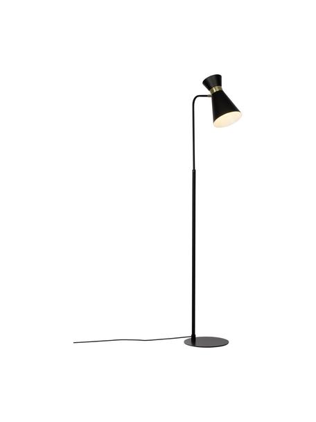 Retro lampa na čítanie Grazia, Podstavec a tienidlo: čierna Upevnenie: odtiene matnej zlatej, Š 39 x V 144 cm