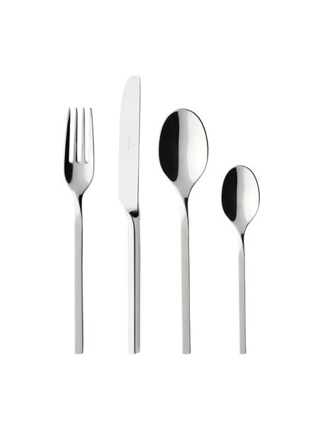 Ménagère New Wave, 6 personnes (24 élém.), Acier inoxydable

Les couverts sont fabriqués en acier inoxydable. Ils sont donc durables, ne rouillent pas et sont résistants aux bactéries, Couleur argentée, polissage haute brillance, 6 personnes (24 élém.)