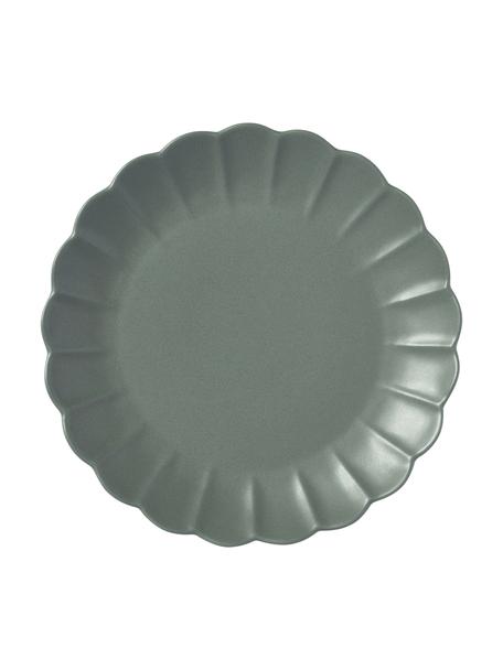 Mělké talíře Sabina, 4 ks, Kamenina, Tmavě zelená, matná, Ø 27 cm