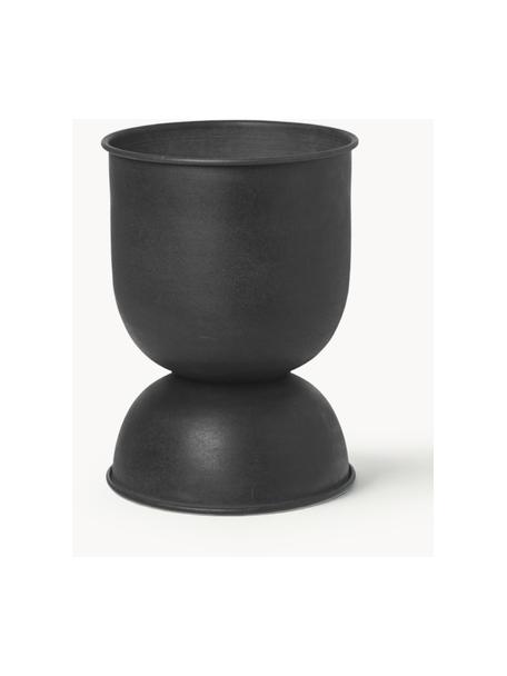 Cache-pot Hourglass, haut. 30 cm, Fer, enduit, Noir, mat, Ø 21 x haut. 30 cm