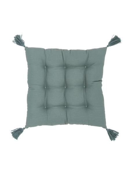 Sitzkissen Ava mit Quasten, Bezug: 100% Baumwolle, Grün, B 40 x L 40 cm