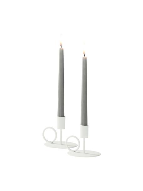 Candelabro Reggie 2 pz, Metallo, Bianco, Larg. 12 x Alt. 9 cm