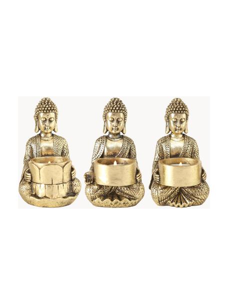 Teelichthalter-Set Jarven, 3-tlg., Polyresin, Goldfarben, Je B 8 x H 14 cm