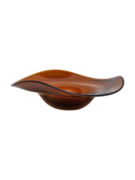 Handgemaakte serveerschaal Wave van gerecycled glas, Ø 36 cm, Gerecycled glas, Amberkleurig, Ø 36 x H 9 cm