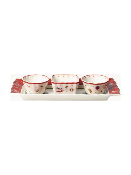 Porzellan-Dipschälchen Toy's Delight, 4er-Set, Premium Porzellan, Rot, Weiss, Set mit verschiedenen Grössen