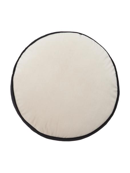 Cuscino rotondo in velluto avorio/nero Dax, 100% velluto di poliestere, Beige, Ø 40 cm