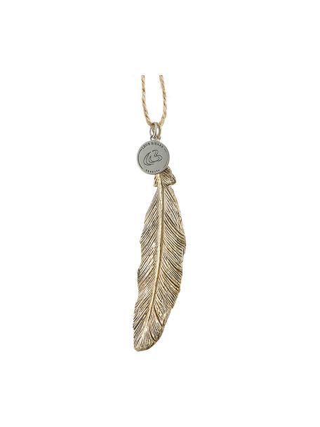 Ručně vyrobený ozdobný přívěsek Feather, Polyresin, Zlatá, Š 1 cm, D 3 cm