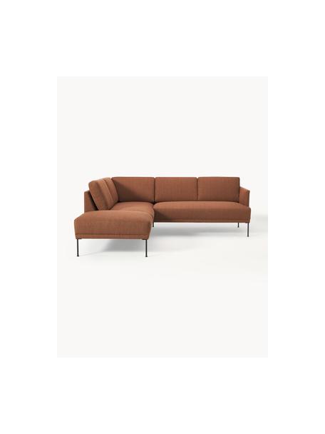 Ecksofa Fluente, Bezug: 100 % Polyester Der strap, Gestell: Massives Kiefernholz, Füße: Metall, pulverbeschichtet, Webstoff Nougat, B 221 x T 200 cm, Eckteil links