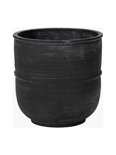 Handgefertigter Übertopf Ground mit geriffelter Oberfläche, Beton, Dunkelgrau, Ø 28 x H 28 cm