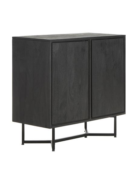 Chiffonnier de madera maciza Luca, Cuerpo: madera de mango maciza pi, Patas: metal con pintura en polv, Parte trasera: tablero de fibras de dens, Negro, An 90 x Al 83 cm