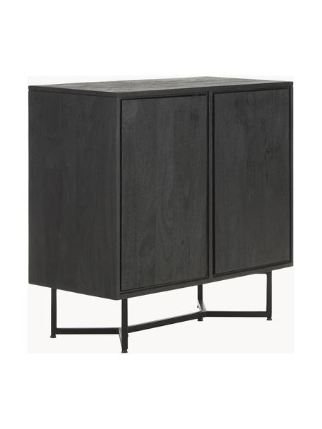Chiffonnier de madera maciza Luca, Cuerpo: madera de mango maciza pi, Patas: metal con pintura en polv, Parte trasera: tablero de fibras de dens, Madera de mango negro pintado, negro, An 90 x Al 83 cm