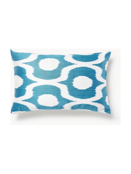 Housse de coussin 40x60 en soie avec motif abstrait Silky, Bleu, beige clair, larg. 40 x long. 60 cm