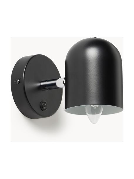 Verstelbare wandlamp Almo, Lampenkap: gepoedercoat metaal, Zwart, Ø 10 x H 17 cm