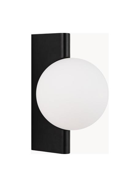 Glazen wandlamp Avant, Diffuser: glas, Wit, zwart, B 18 x H 22 cm