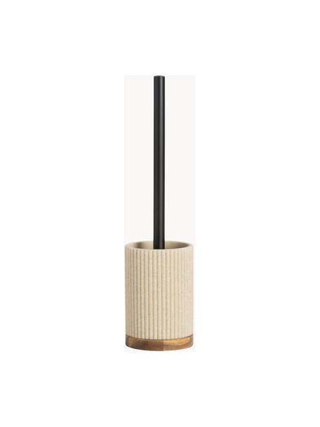 Toiletborstel Laura met houten decoratie, Kunststof, acaciahout, Beige, Ø 10 x H 40 cm