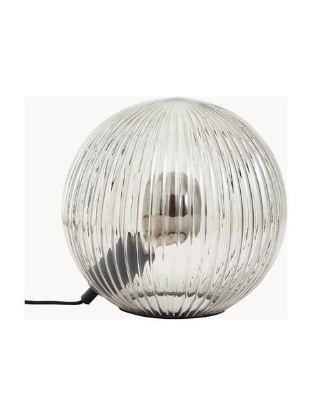 Kleine glazen tafellamp Belado, geribbeld, Lampenkap: glas, Grijs, transparant, geribbeld, Ø 25 x H 24 cm