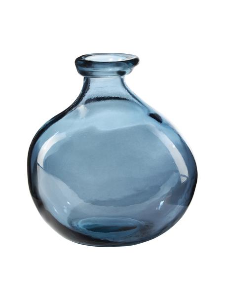 Flaschenvase Dina in Blau, Recyceltes Glas, GRS-zertifiziert, Blau, Ø 16 x H 18 cm