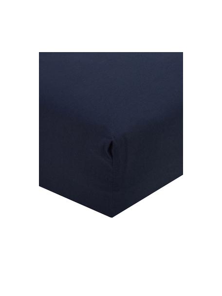 Spannbettlaken Elsie, Baumwollperkal, Webart: Perkal Fadendichte 200 TC, Dunkelblau, B 140 x L 200 cm