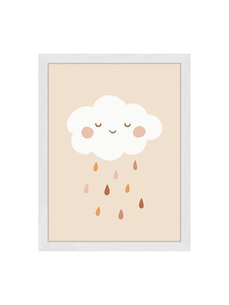 Gerahmter Digitaldruck Lovely Rain, Rahmen: Buchenholz, FSC zertifizi, Bild: Digitaldruck auf Papier, , Front: Acrylglas, Weiss, Hellbeige, Brauntöne, B 33 x H 43 cm