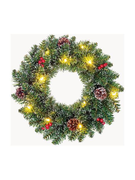 Couronne de Noël LED Creston, Plastique, Vert foncé, Ø 35 cm