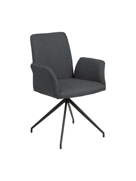 Sedia girevole imbottita Naya, Rivestimento: poliestere Con 25.000 cic, Struttura: metallo verniciato a polv, Tessuto grigio scuro, Larg. 59 x Prof. 59 cm