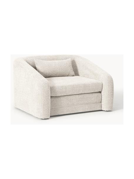 Fauteuil convertible en peluche-bouclette Eliot, Peluche-bouclette blanc cassé, larg. 100 x prof. 94 cm