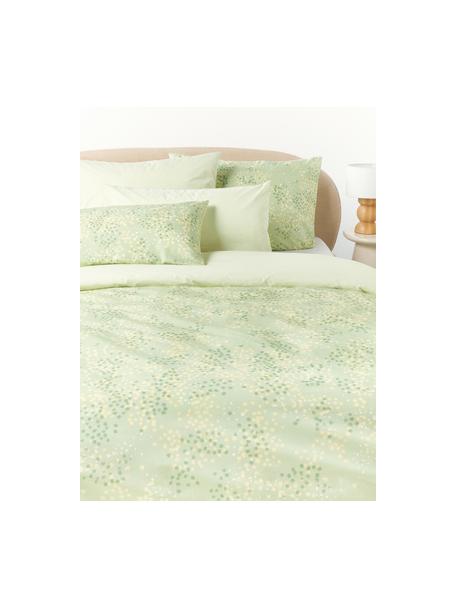 Housse de couette en percale de coton Kiki, Vert clair, vert, jaune, larg. 200 x long. 200 cm