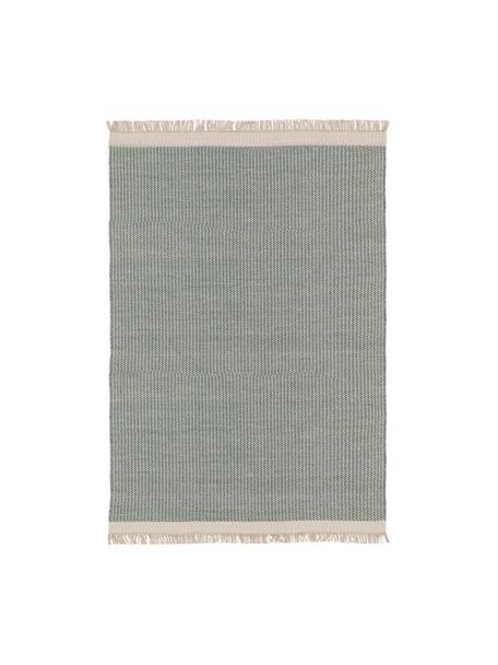 Ręcznie tkany dywan z wełny z frędzlami Kim, 80% wełna, 20% bawełna

Włókna dywanów wełnianych mogą nieznacznie rozluźniać się w pierwszych tygodniach użytkowania, co ustępuje po pewnym czasie, Zielony, kremowy, S 80 x D 120 cm (Rozmiar XS)