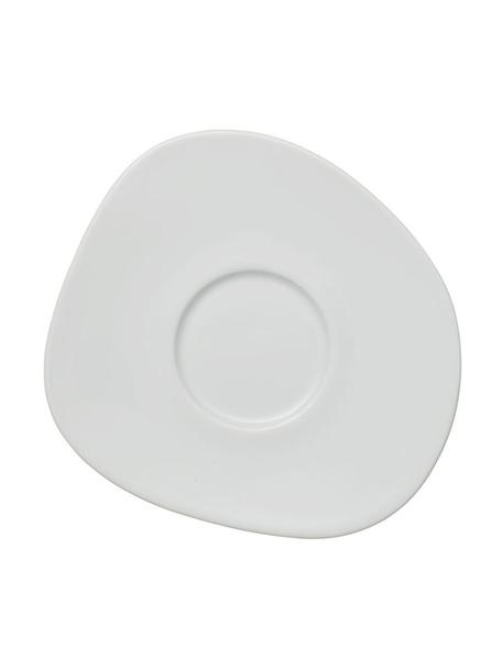 Porseleinen schotel Organic in wit met biologische rand, Hard porselein, Wit, L 18 x B 16 cm