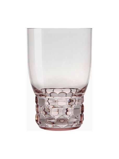Wassergläser Jellies mit Strukturmuster, 4 Stück, Kunststoff, Hellrosa, transparent, Ø 9 x H 13 cm, 460 ml