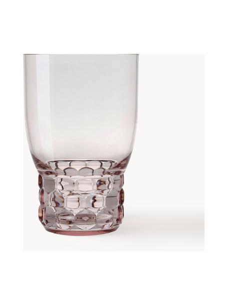 Verres à eau avec surface texturée Jellies, 4 pièces, Plastique, Rose pâle, Ø 9 x haut. 13 cm, 460 ml