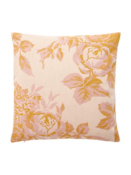 Baumwoll-Kissenhülle Breight mit gewebtem Jacquard-Muster, 100 % Baumwolle, Rosa, Orange, Beige, B 50 x L 50 cm