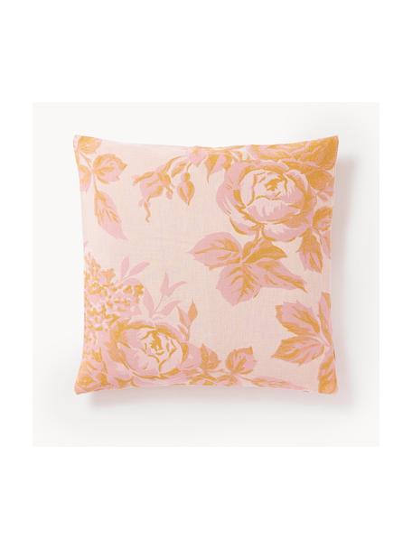 Funda de cojín de algodón jacquard Breight, 100% algodón, Rosa, naranja, An 50 x L 50 cm