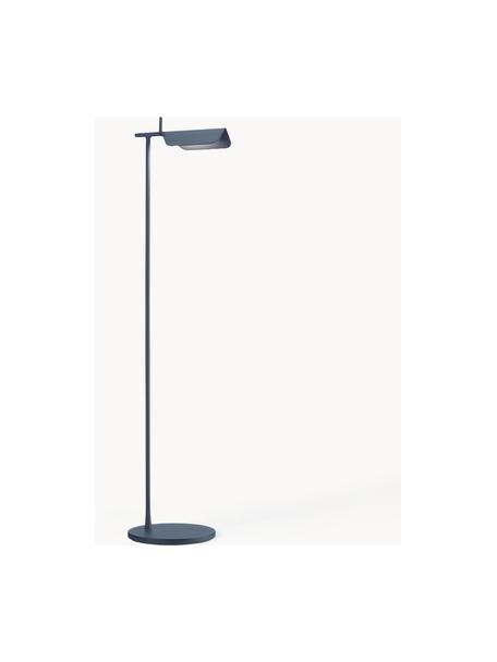 Lámpara de pie pequeña para lectura LED regulable Tab, Pantalla: plástico, Estructura: aluminio recubierto, Gris azulado, Al 110 cm