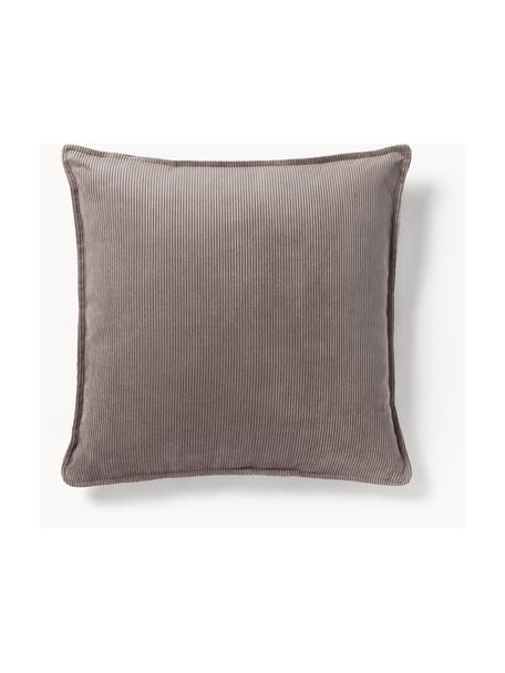 Cord-Sofa-Kissen Lennon, Bezug: Cord (92 % Polyester, 8 %, Cord Taupe, B 60 x L 60 cm