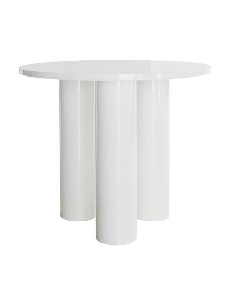 Table ronde blanc poli Colette, MDF (panneau en fibres de bois à densité moyenne), enduit, Blanc, Ø 90 x haut. 72 cm