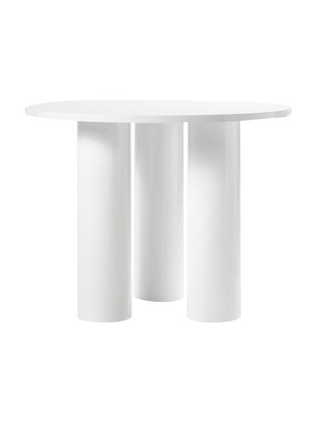 Okrúhly stolík z dreva Colette, lesklý, MDF-doska strednej hustoty, potiahnutá, Drevo, biela lakované, Ø 90 x V 72 cm