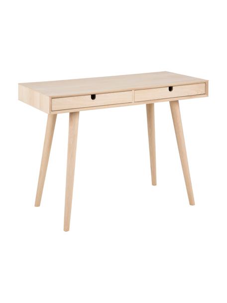 Scrivania in legno di quercia con cassetti Century, Gambe: legno di quercia, bianco , Legno di quercia, Larg. 100 x Alt. 45 cm