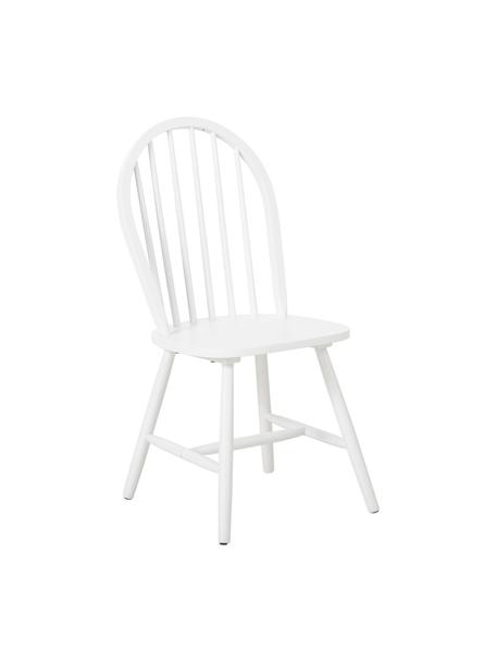 Windsor-Holzstühle Megan in Weiß, 2 Stück, Kautschukholz, lackiert, Eichenholz, hell geölt, B 46 x T 51 cm
