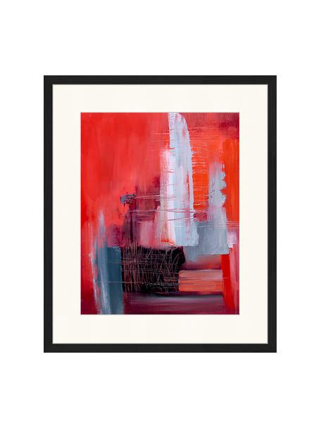 Ingelijste digitale print Abstract Red Art, Afbeelding: digitale print op papier,, Lijst: gelakt hout, Multicolour, 53 x 63 cm
