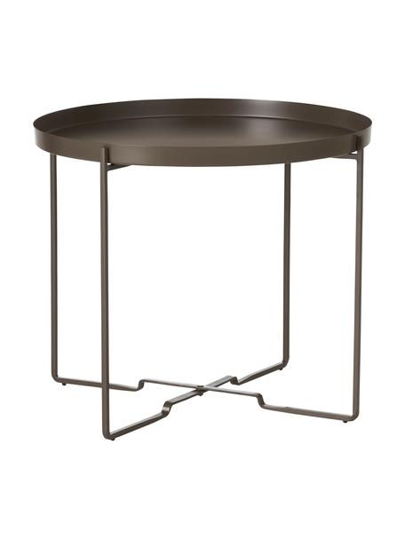Okrągły stolik pomocniczy-taca George, Metal powlekany, Ciemny brązowy, Ø 57 x W 48 cm
