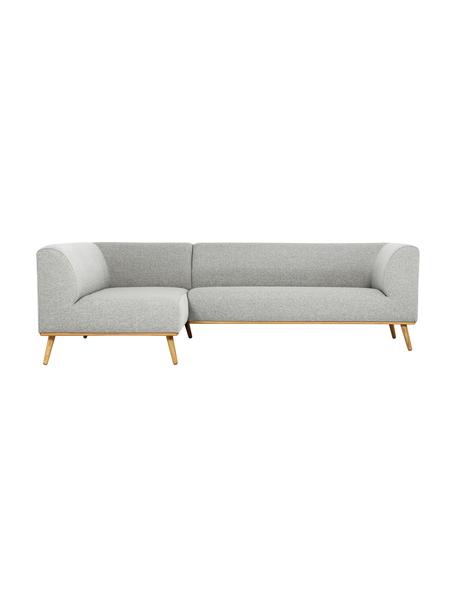 Hoekbank Archie met eikenhouten poten, Bekleding: 100% wol, Frame: grenenhout, FSC-gecertifi, Poten: massief eikenhout, FSC-ge, Geweven stof lichtgrijs, B 264 x D 162 cm, hoekdeel links