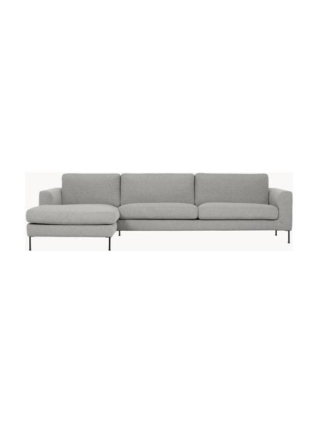 Hoekbank Cucita (4-zits), Bekleding: geweven stof (100% polyes, Frame: massief grenenhout, FSC-g, Poten: gelakt metaal, Geweven stof grijs, B 302 x D 163 cm, hoekdeel links