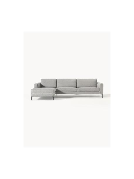 Divano angolare 4 posti Cucita, Rivestimento: tessuto (100% poliestere), Struttura: legno di pino massiccio, Piedini: metallo laccato Questo pr, Tessuto grigio, Larg. 302 x Prof. 163 cm, chaise longue a sinistra