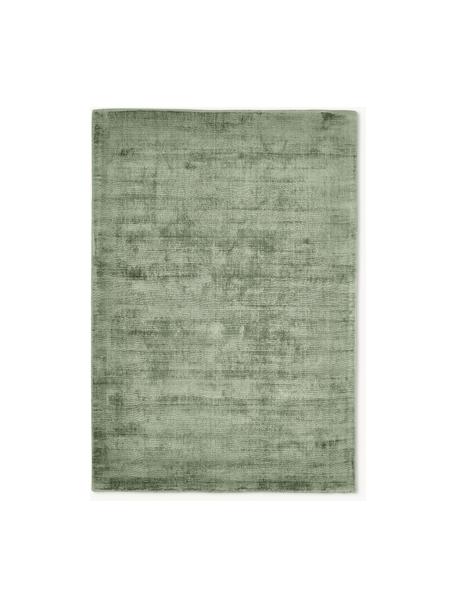 Tappeto in viscosa fatto a mano Jane, Retro: 100% cotone, Verde scuro, Larg. 80 x Lung. 150 cm (taglia XS)