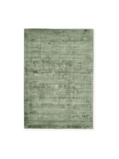 Tappeto in viscosa tessuto a mano Jane, Retro: 100% cotone, Verde scuro, Larg. 80 x Lung. 150 cm (taglia XS)